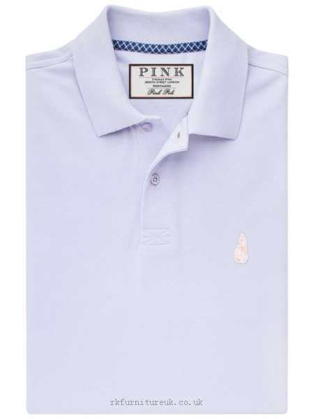 Mens Polo Shirts Thomas Pink Warner Plain Polo Shirt, Lilac Plain 398999 100% Cotton